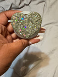 Silver glitter heart grip