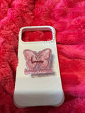 Pink butterfly phone grip