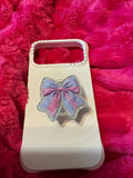 Cotton candy bow phone grip