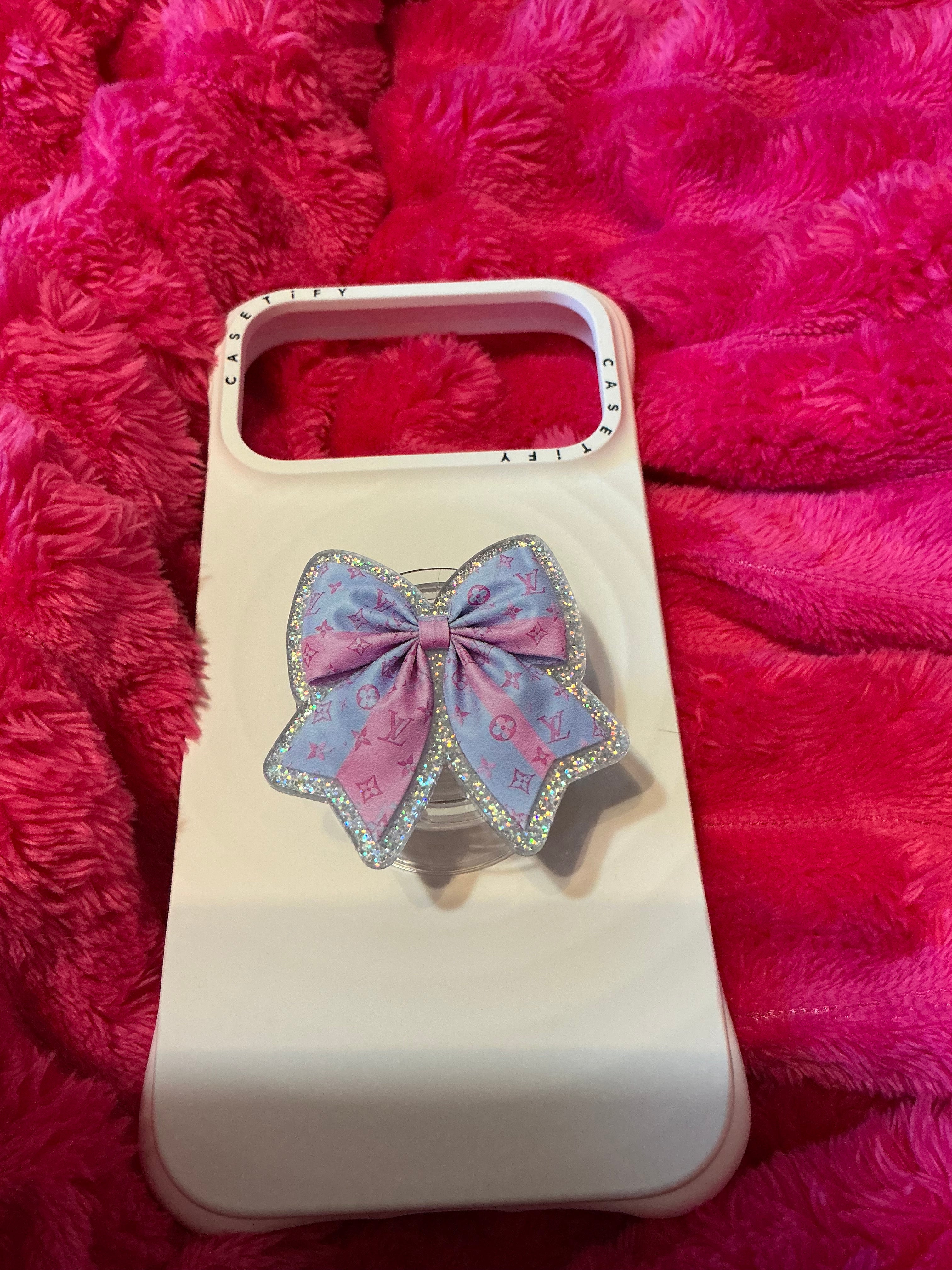 Cotton candy bow phone grip