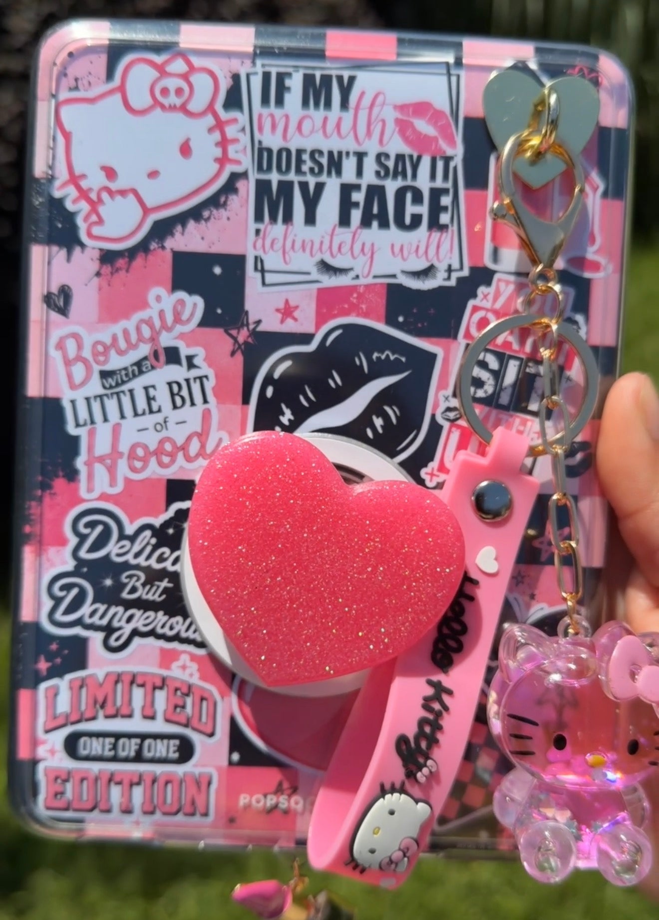 Hot pink phone grip